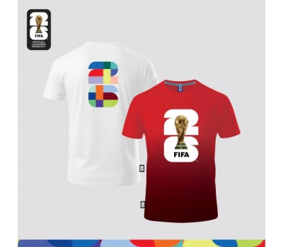 FIFA World Cup 2026™ Unisex 100% Combed Cotton Tee - White + FIFA World Cup 2026™ Unisex Microfiber Dry-Fit Jersey Red/ Black (MY ONLY)